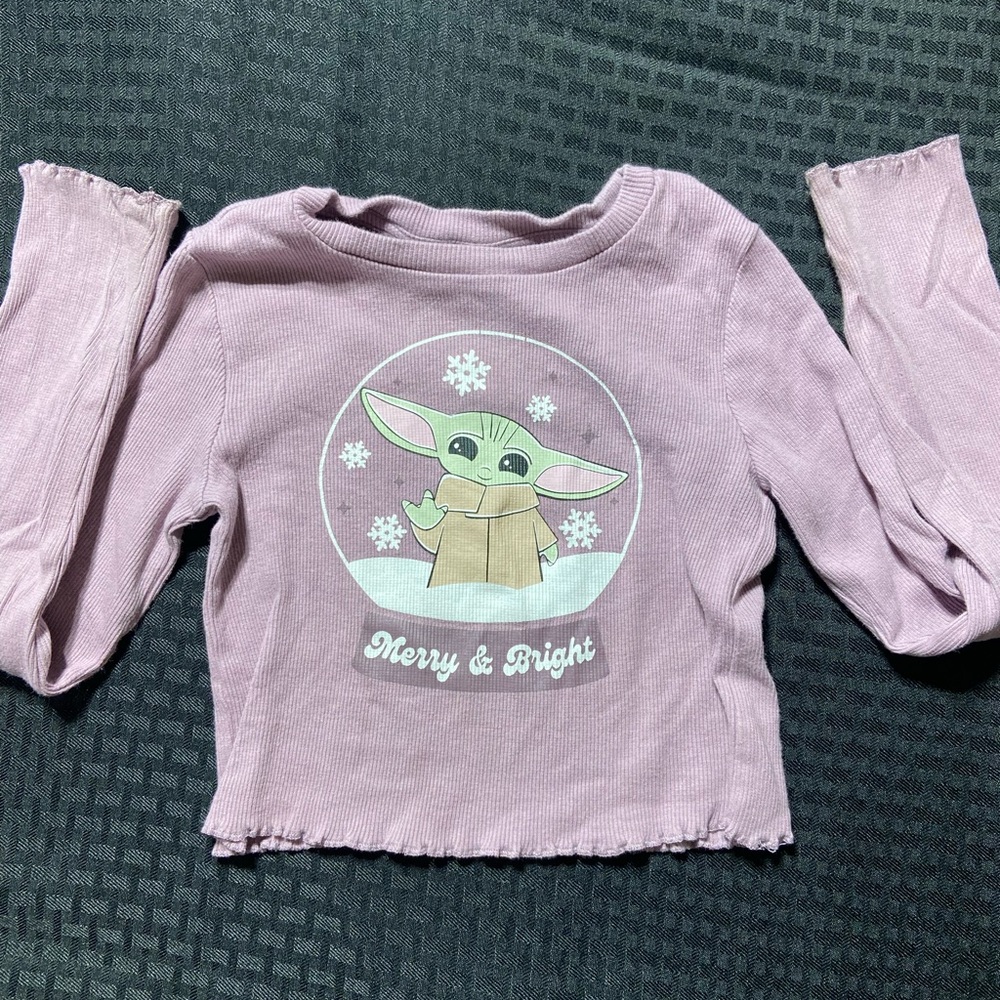 Star Wars Lavender Graphic Top With Baby Yoda on Front